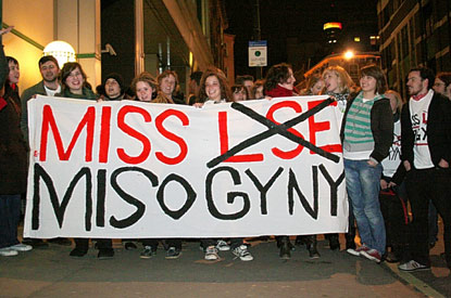 protesters at the Miss LSE event